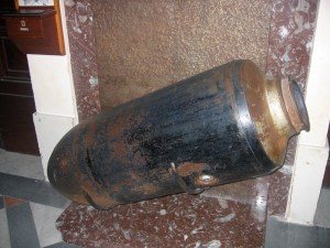 Replica of the bomb that came through the cathedral roof