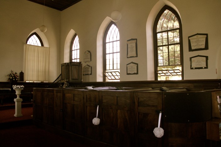Family boxes with wedding decoration on the door